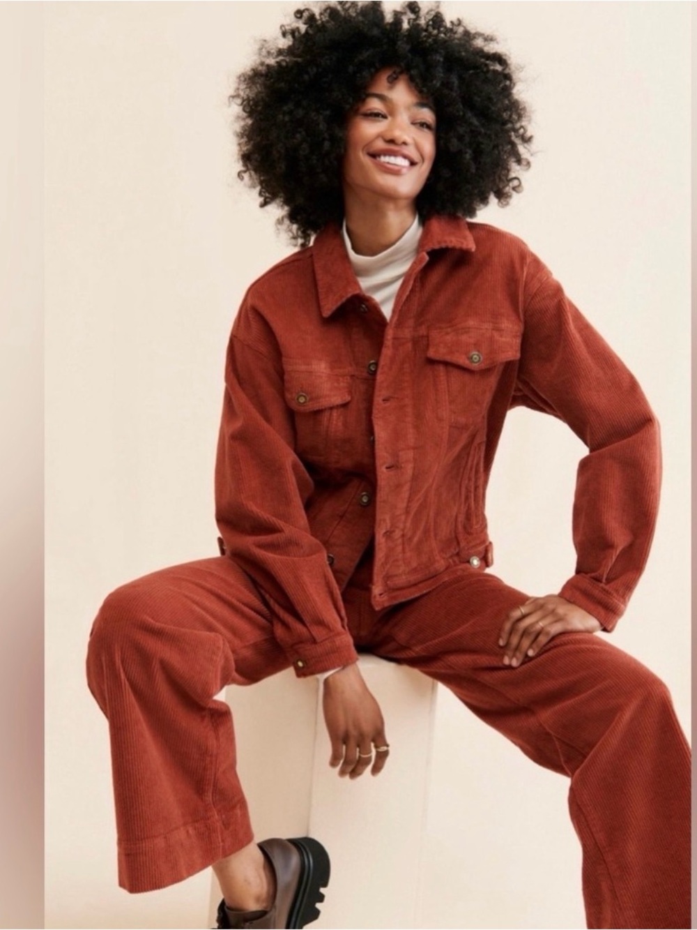 Favorite Daughter Corduroy Trucker Jacket in Rust